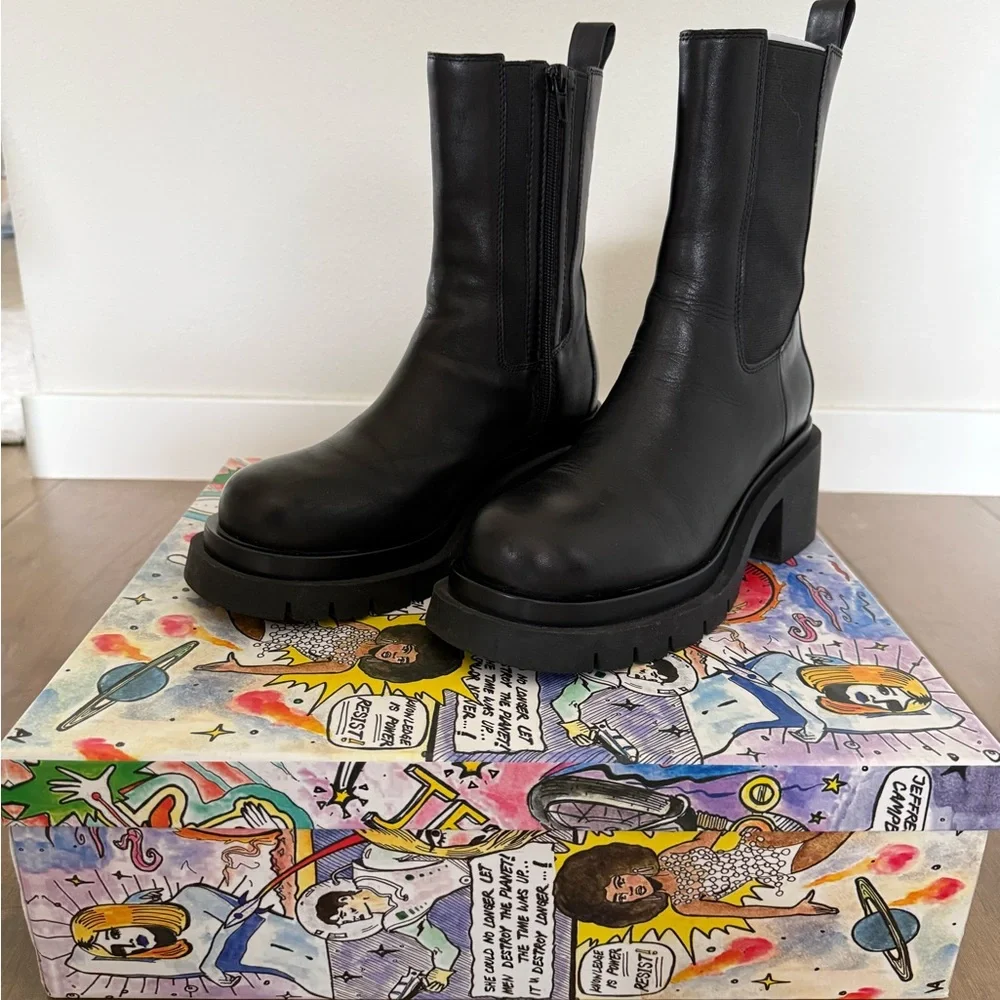 Jeffrey Campbell Lopped Black Leather Boots - Picture 3 of 11